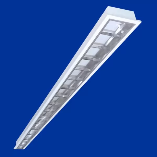 EBLD 2552P - LUMINÁRIA EMBUTIR C/ REFLETOR E ALETAS ALUMÍNIO ALTO BRILHO TUBOLED 1xT8/T5 600mm OU 1200mm