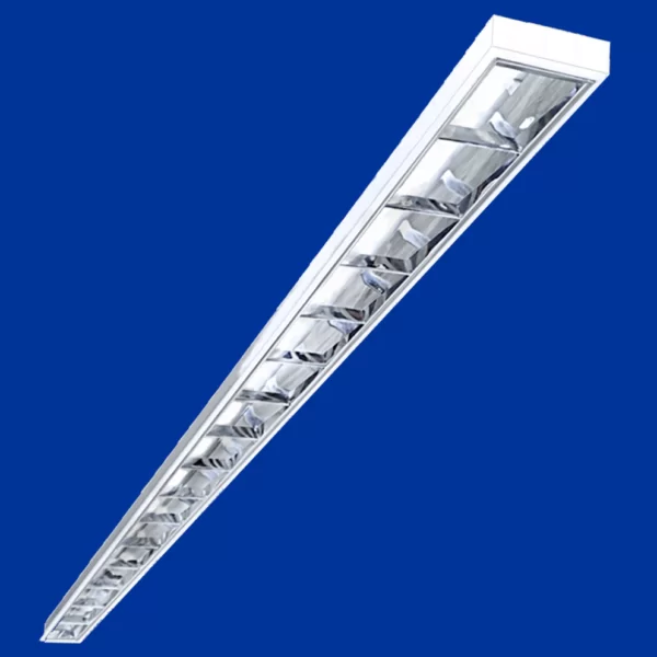 SOLD 2552P - LUMINÁRIA SOBREPOR C/ REFLETOR E ALETAS ALUMÍNIO ALTO BRILHO TUBOLED 2xT8/T5 600mm ou 1200mm