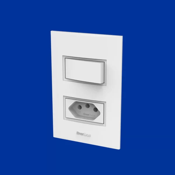 Conjunto interruptores 1 tecla paralelo + tomada 20A Branco 1499-EPN - Imagem 4