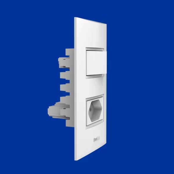 Conjunto interruptores 1 tecla paralelo + tomada 20A Branco 1499-EPN - Imagem 2