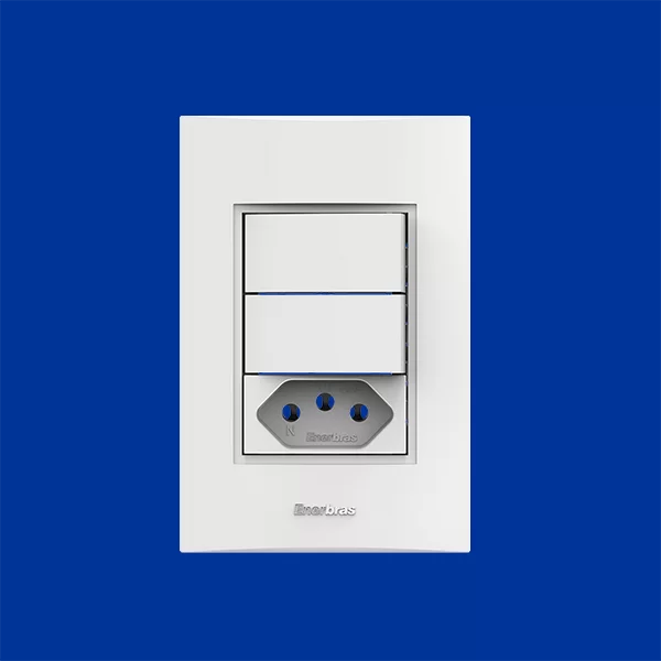 Conjunto interruptores 2 teclas paralelo + tomada 20A Branco 1498-EPN - Imagem 4