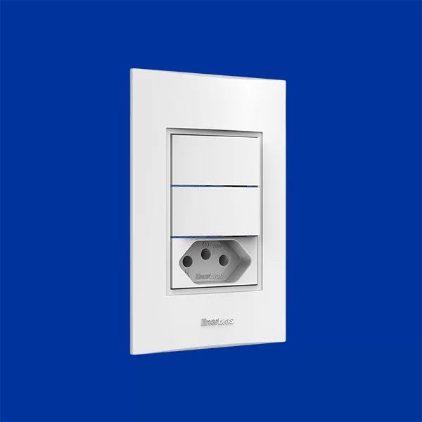 Conjunto interruptores 2 teclas paralelo + tomada 20A Branco 1498-EPN - Imagem 3