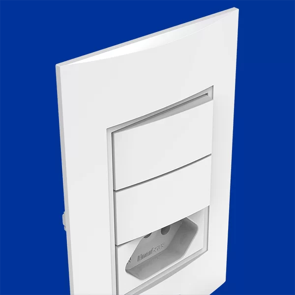 Conjunto interruptores 2 teclas paralelo + tomada 20A Branco 1498-EPN