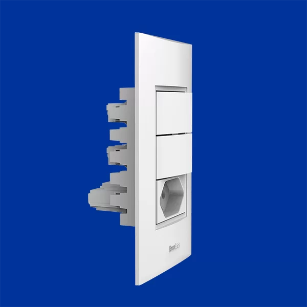 Conjunto interruptores 2 teclas paralelo + tomada 20A Branco 1498-EPN - Imagem 2