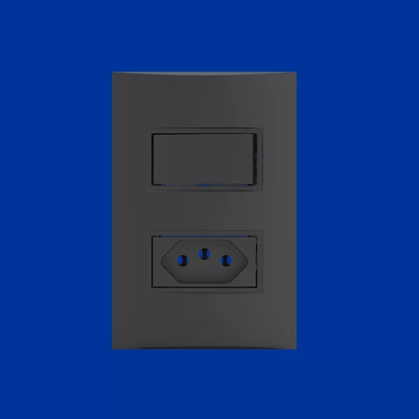 Conjunto interruptor 1 tecla paralelo + tomada 10A Preto 1409-EPN/P - Imagem 5