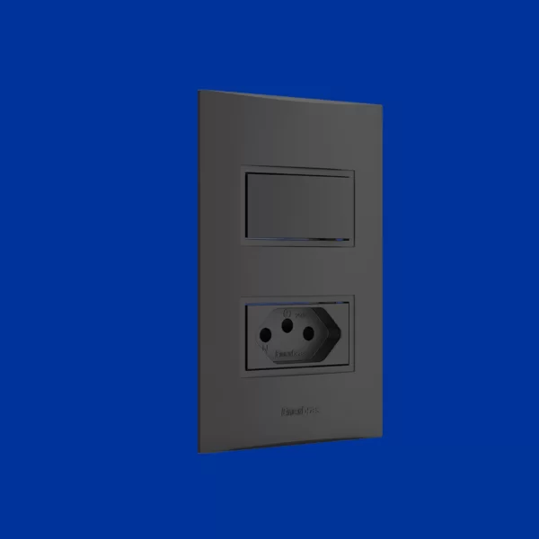 Conjunto interruptor 1 tecla paralelo + tomada 10A Preto 1409-EPN/P - Imagem 4