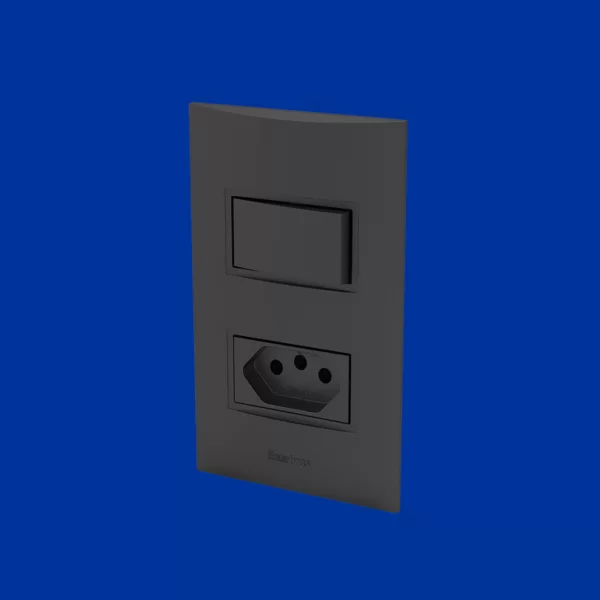 Conjunto interruptor 1 tecla paralelo + tomada 10A Preto 1409-EPN/P - Imagem 3