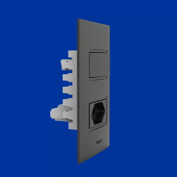 Conjunto interruptor 1 tecla paralelo + tomada 10A Preto 1409-EPN/P - Imagem 2